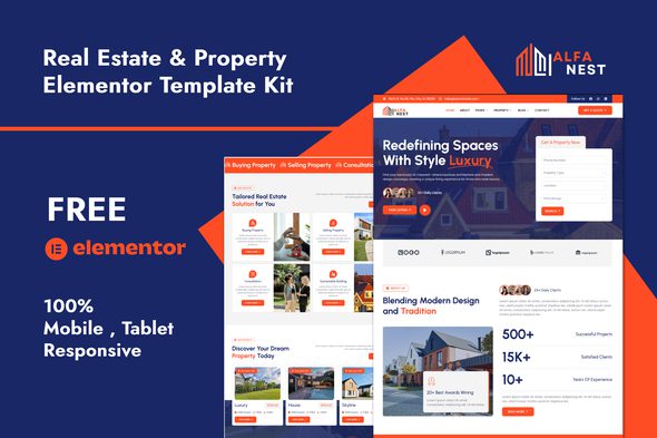 Alfanest – Real Estate and Property Elementor Template Kit